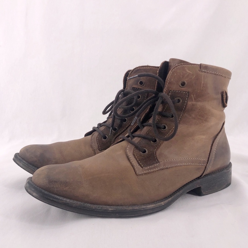 Suede And Leather Lace Up Ankle Boots